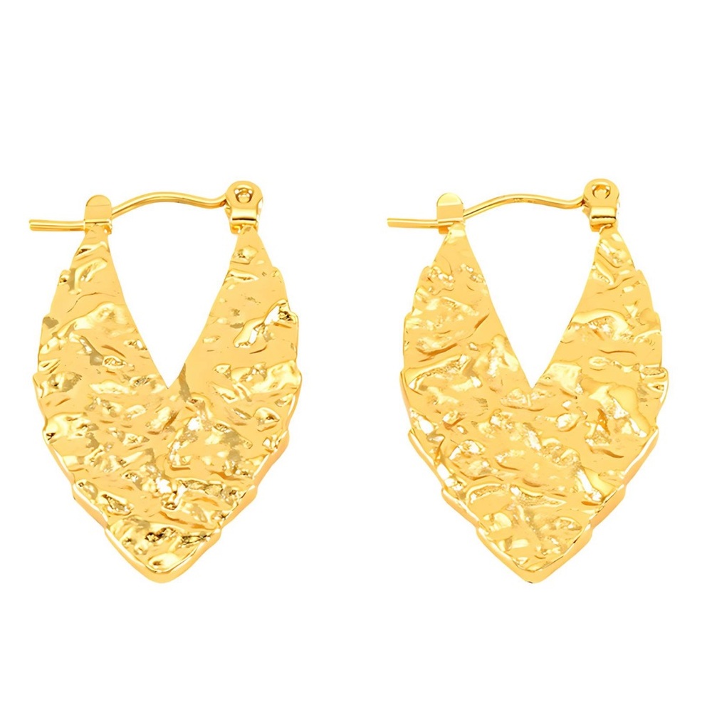 EARRINGS, 18K GOLD PLATED STEEL Gold Textured